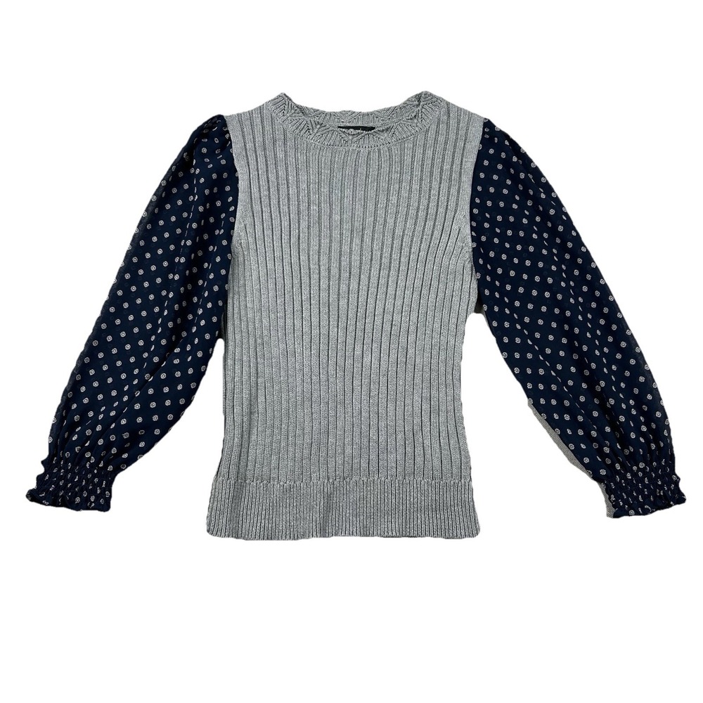 Current Air Sweater Womens M Cable Knit Lace Sleeves Boho Preppy Fitted